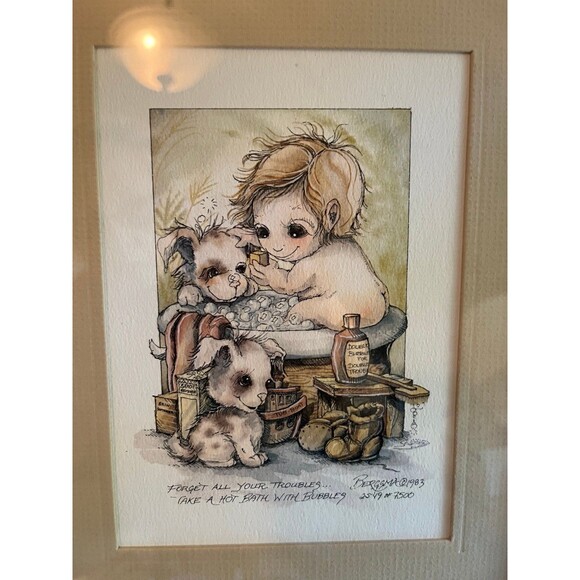Vintage Jody Bergsma Bubble Bath Signed and Numbered Litho - Picture 2 of 6